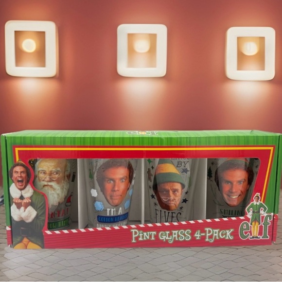 ELF THE MOVIE BRAND NEW 4 PACK PINT HOLIDAY GLASSES WILL FERRELL. ICUP Brand - Picture 2 of 13